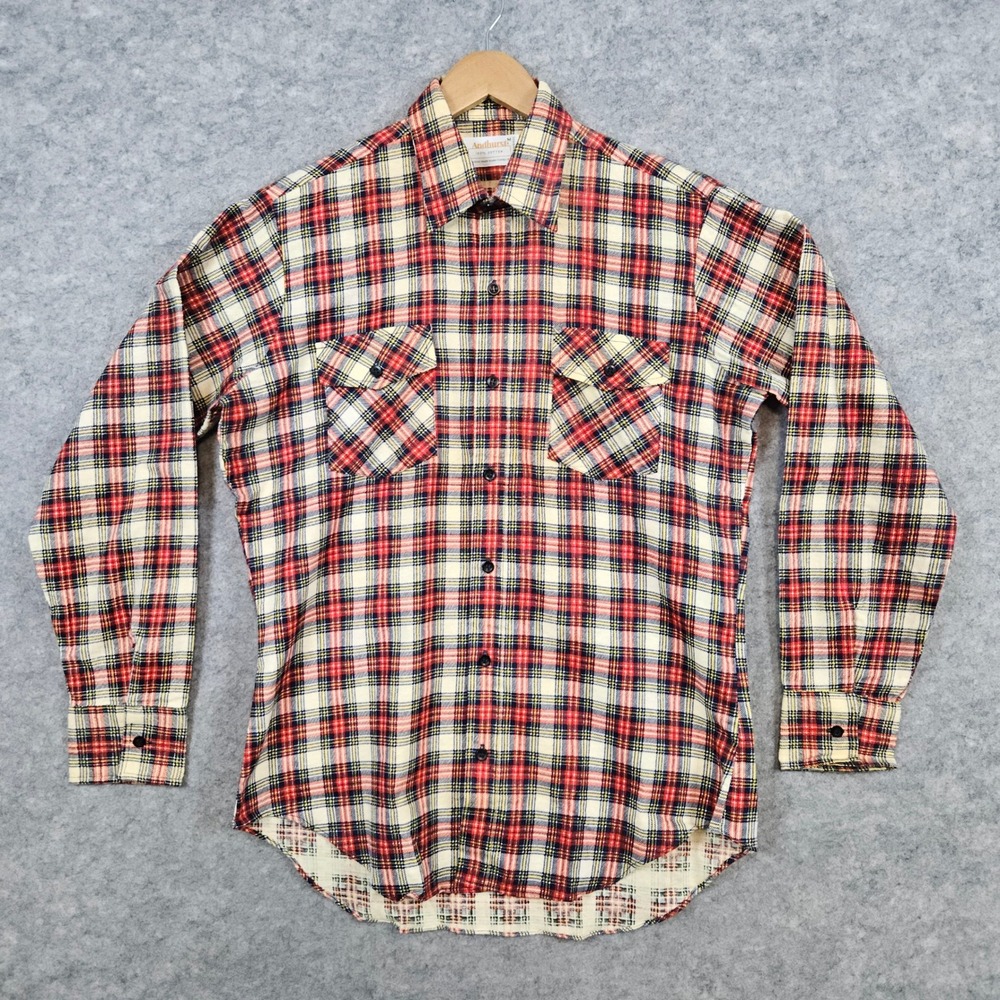 Andhurst Men's Multicolor Plaid Flannel Shirt Size M‎ 100% Cotton Taiwan ROC